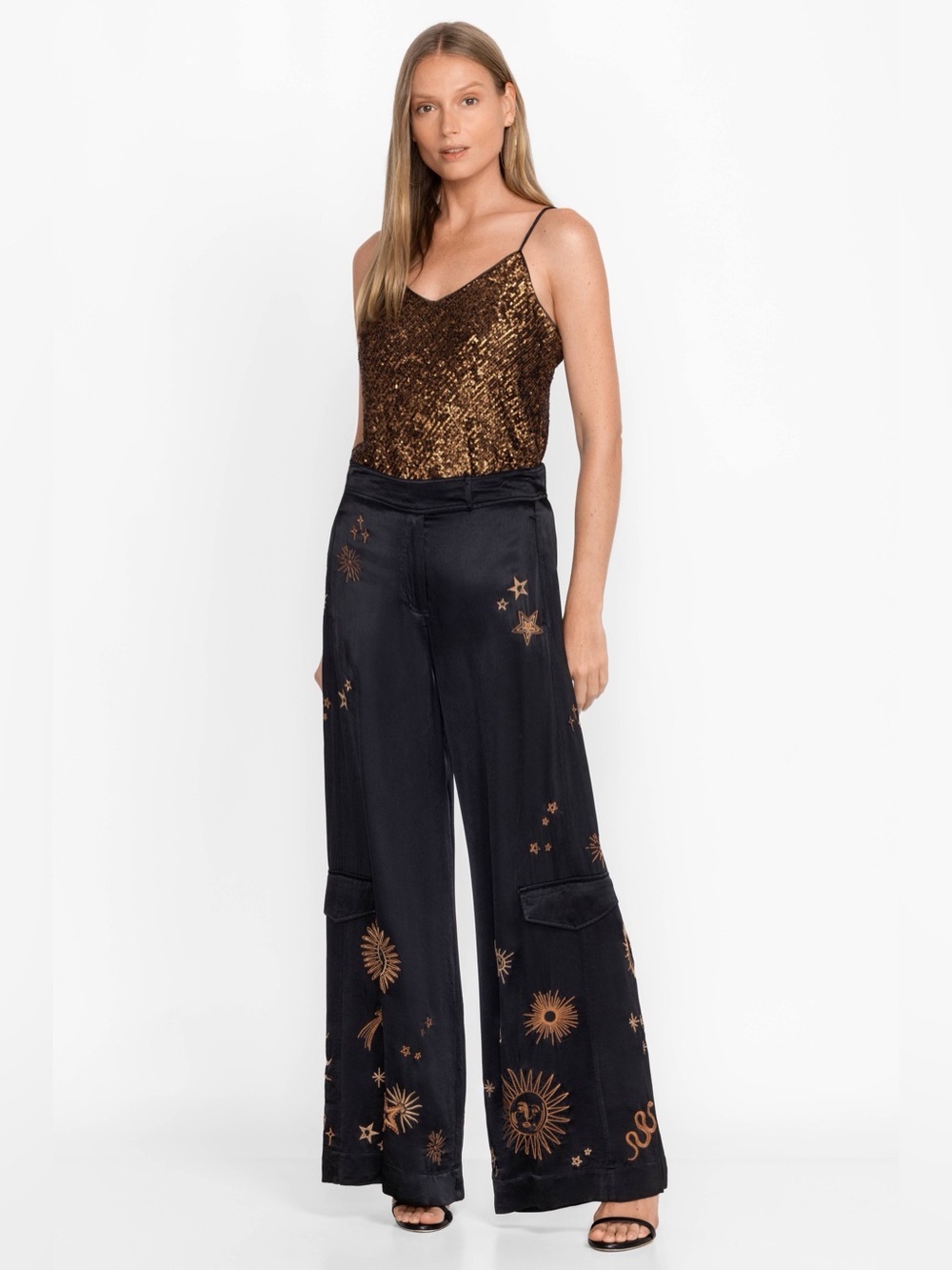 JOHNNY WAS black Estrella wide leg cargo pant